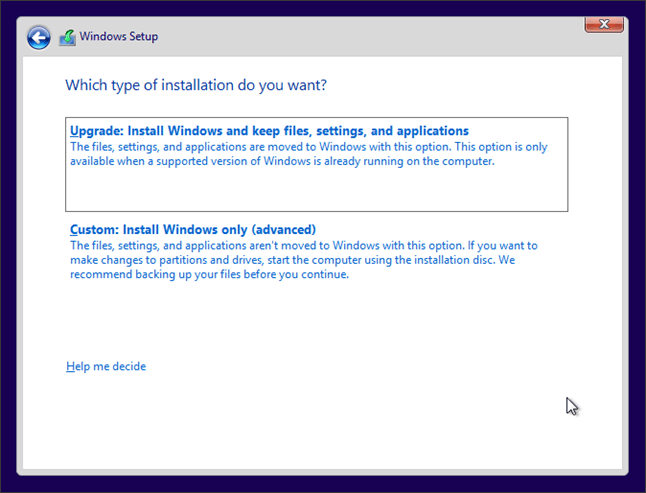 выбираем способ установки Windows 10
