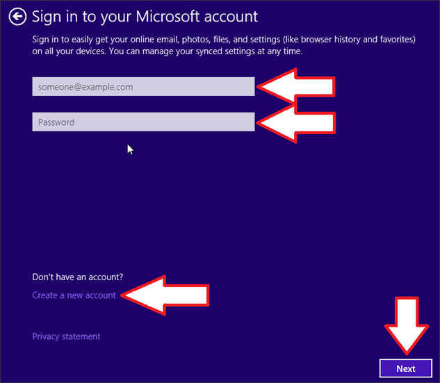 входим в свой аккаунт Microsoft