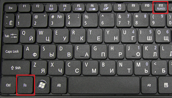 Num Lock на клавиатуре ноутбука