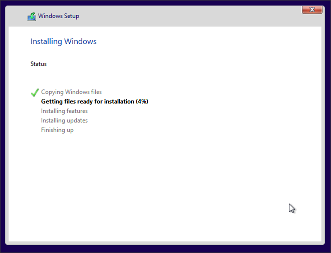 процесс установки Windows 10 с флешки