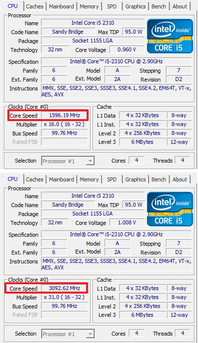 частота процессора Intel Core i5 2310