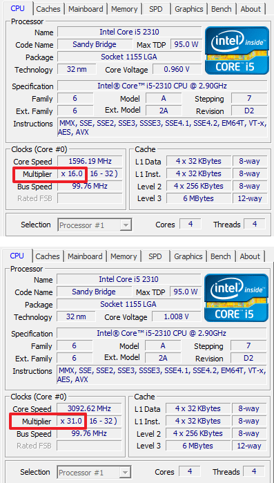 множитель процессора Intel Core i5 2310