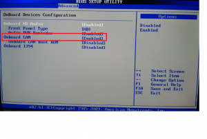 как в биосе включить сетевую карту