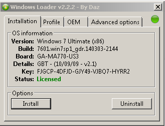 Активатор windows 7 - Windows Loader 2.2.2 by Daz