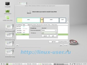 монтируем home каталог для установки linux mint debian