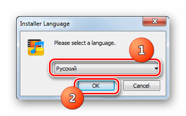 Выбор языка установки программы в окне инсталлятора в Windows 7