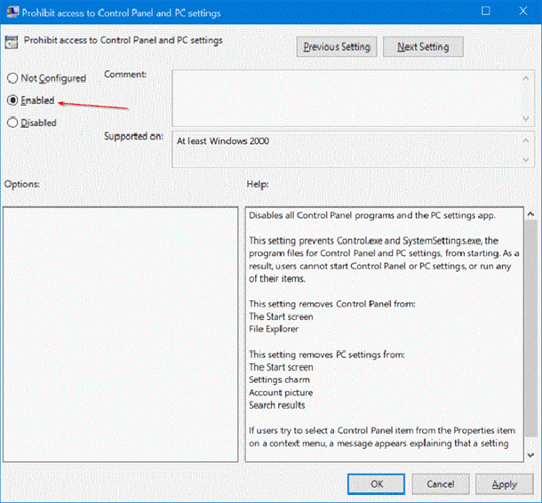 Как включить или отключить параметры в Windows 10?