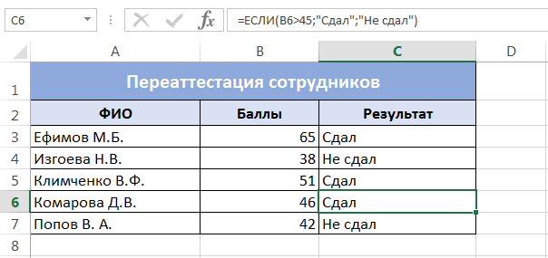 Функция ЕСЛИ в Excel