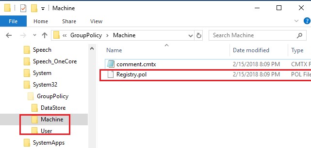 Групповые политики Windows хранятся в файлах registry.pol