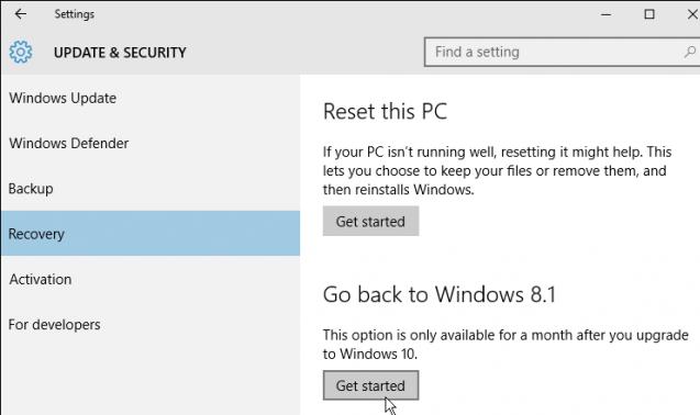 Откатить Windows 10 и вернуть Windows 8.1