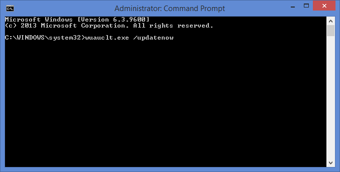 Отработка команды UpdateNow в командной консоли Windows 10