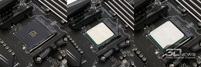 Установка центрального процессора AMD Ryzen в гнездо AM4