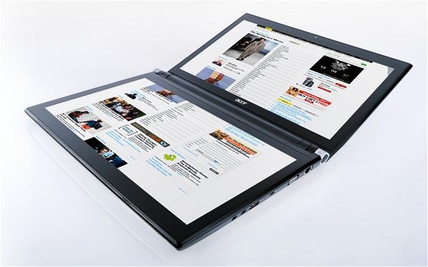 7. Acer Iconia – ноутбук-планшет с двумя экранами. Вместо традиционной клавиатуры в нем используется сенсорный ввод. Именно Acer Iconia положил начало популяризации ноутбуков с сенсорными экранами. Идею подхватили компании Asus, Lenovo и HP. 