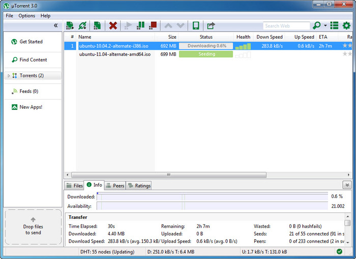 Проверить скорость интернета с помощью программы Utorrent