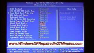 How To Change First Boot Device in BIOS To Enable Windows XP Repair Boot from CD or DVD Drive