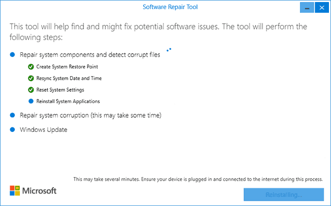 Исправление Windows 10 в Software Repair Tool