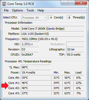 Где находится датчик температуры процессора intel xeon